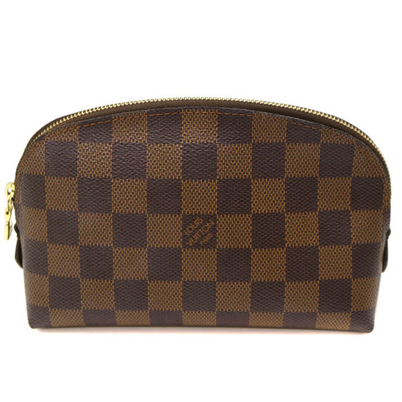 Louis Vuitton Canvas Pouch Cosmetic Damier LV Ebene Brown - Picture 1 of 6